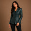 Women Cropped Sheepskin Leather Blazer