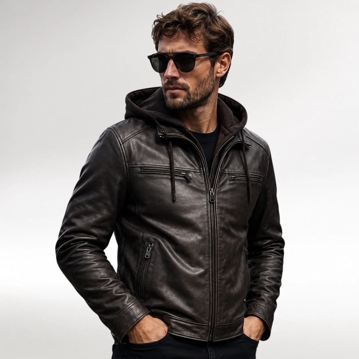 Men Hooded Leather Jackets, Men Hooded Jackets