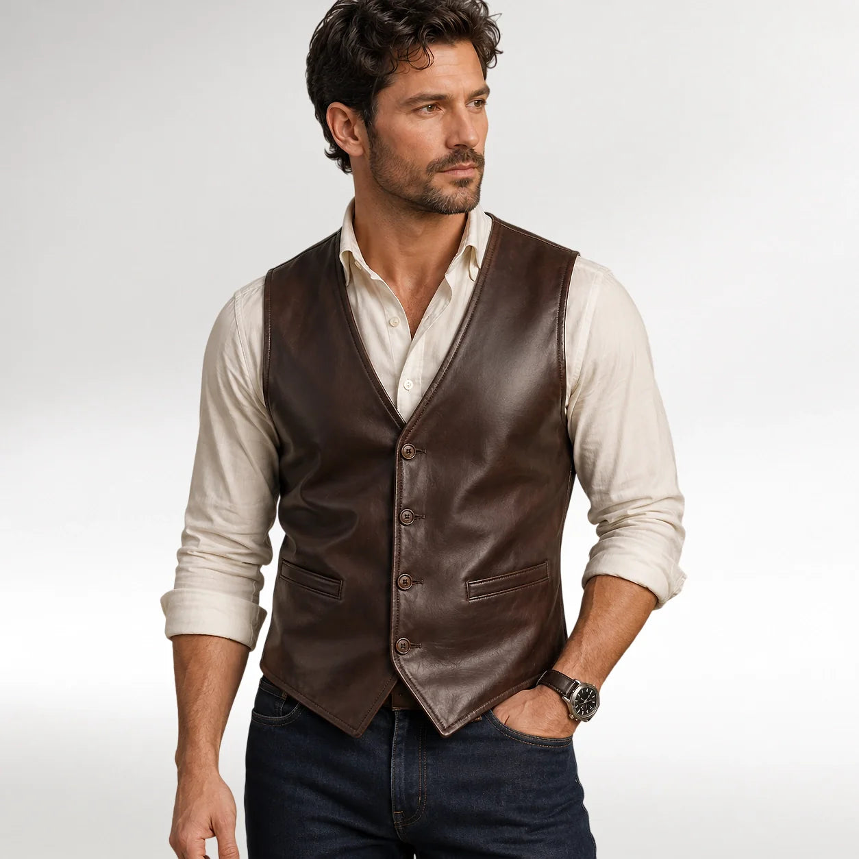 Men's Leather Vests, Men Genuine Leather Vests