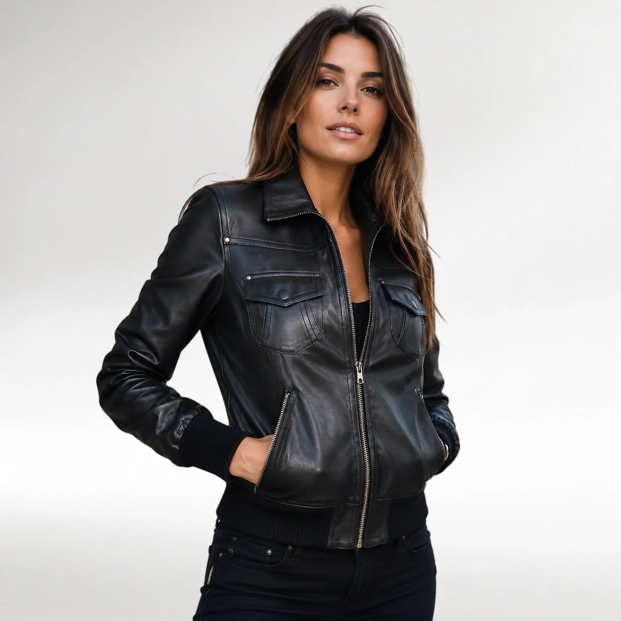 Women's Bomber Genuine Leather Jackets, Women's Bomber Leather Jackets