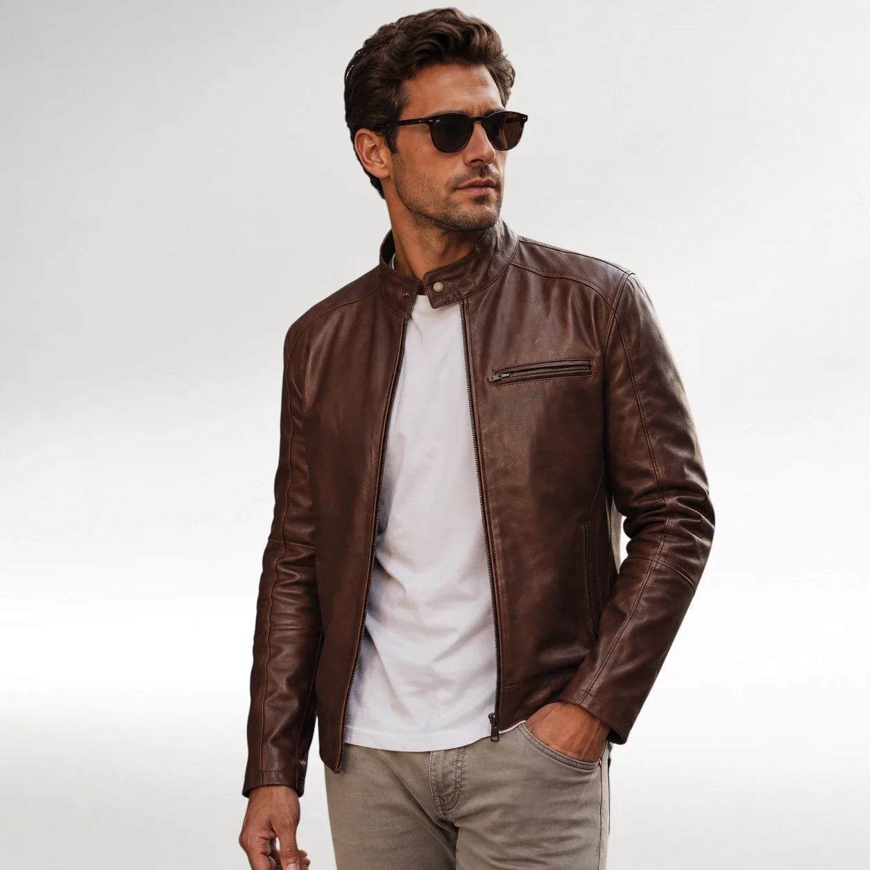 Men's Brown Genuine Leather Jackets, Men's Brown Jackets, Men's Brown Genuine Leather Jackets