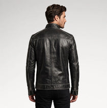 Delicato Black Leather Biker Jacket