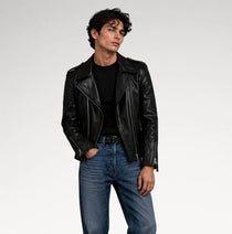 Stileto Black Slim Fit Biker Leather Jacket