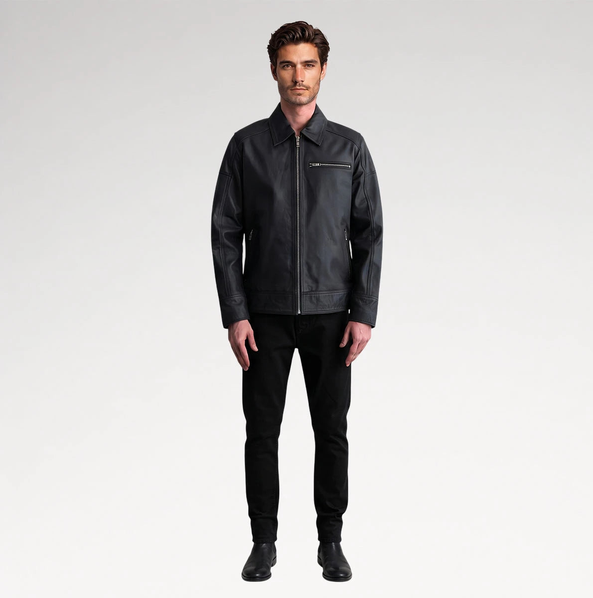 Corsa Matte Black Biker Leather Jacket Secondary image