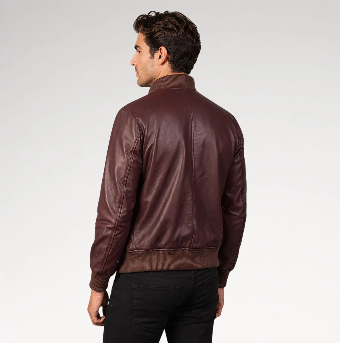 Moderno Maroon Bomber Leather Jacket
