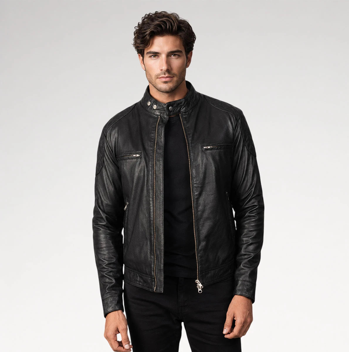 Guerriero Black Leather Biker Jacket
