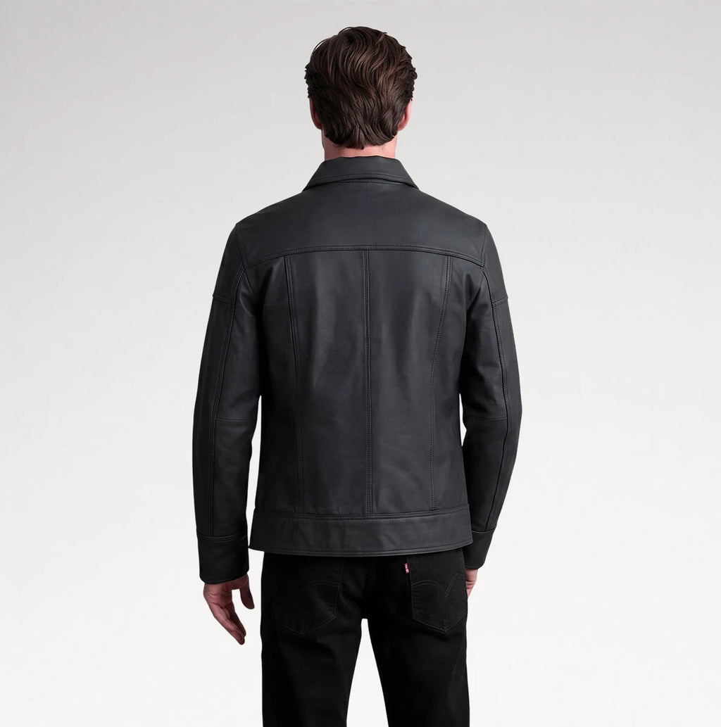 Motore Matte Black Leather Biker Jacket