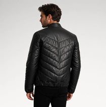 Cresta Black Leather Puffer Jacket