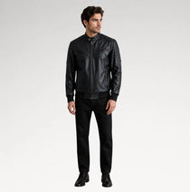 Selvaggio Black Bomber Leather Jacket