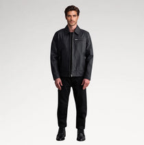 Motore Matte Black Leather Biker Jacket