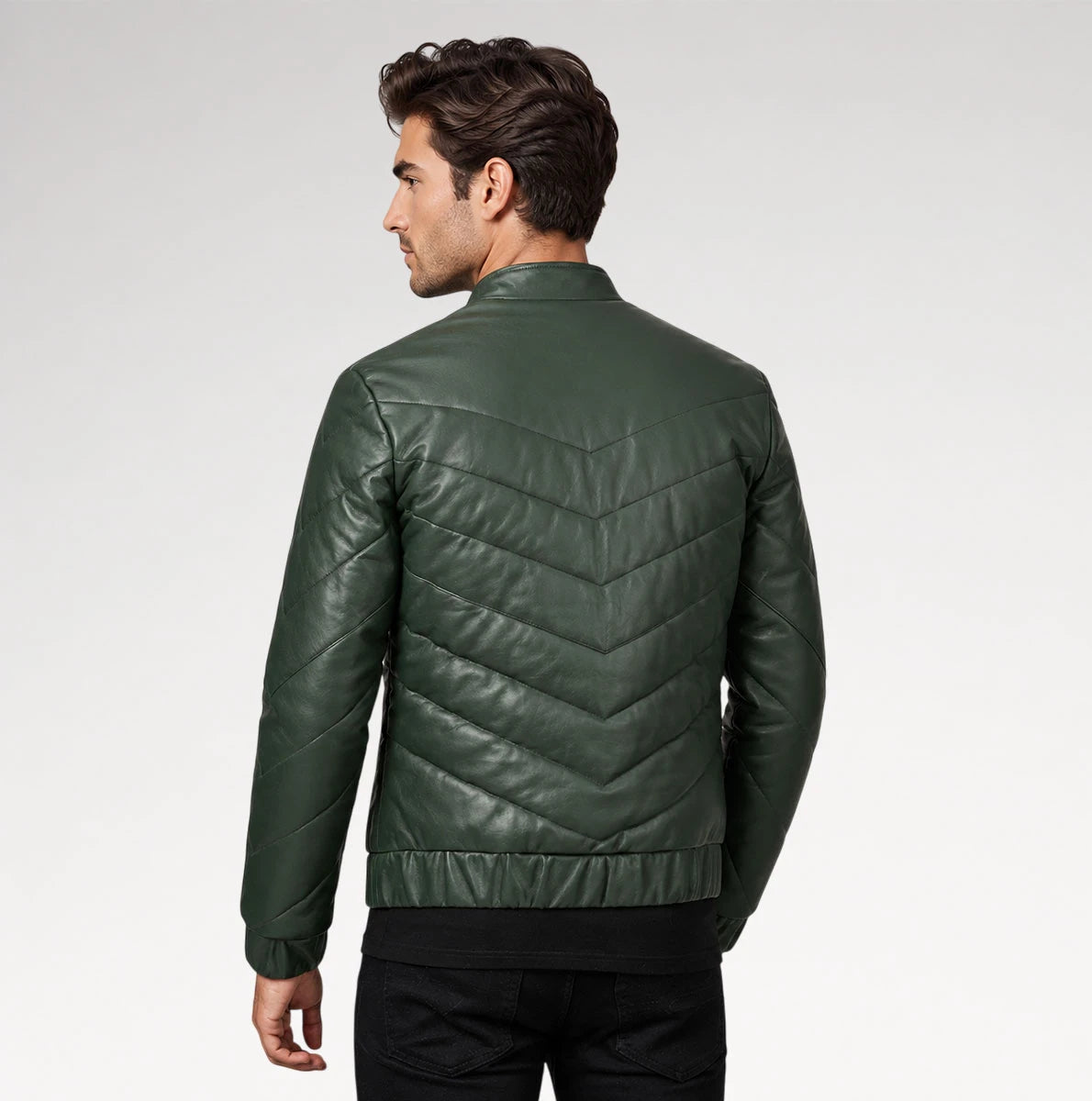 Cresta Green Puffer Leather Jacket Secondary image