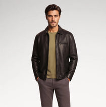 Agnello Classic Black Sheepskin Leather Jacket