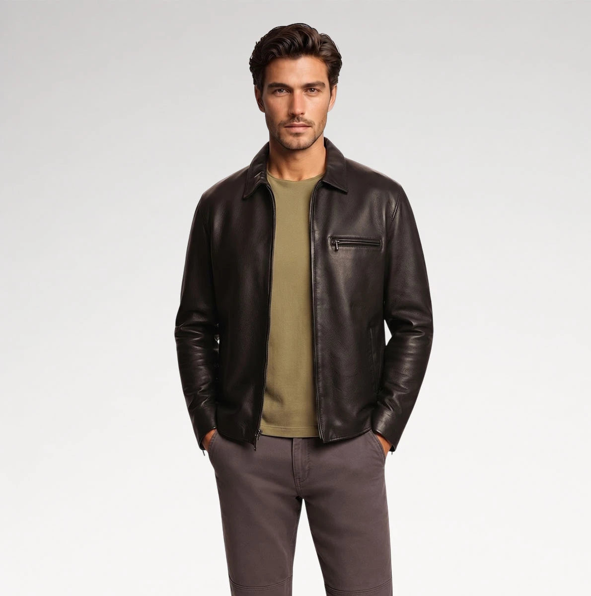 Agnello Classic Black Sheepskin Leather Jacket