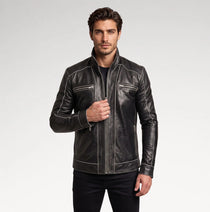 Delicato Black Leather Biker Jacket