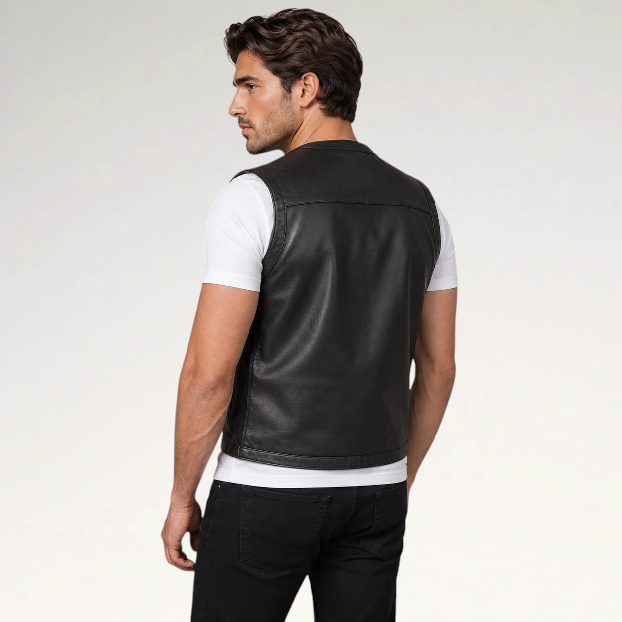 Alba Dark Brown Military Leather Vest Secondary image