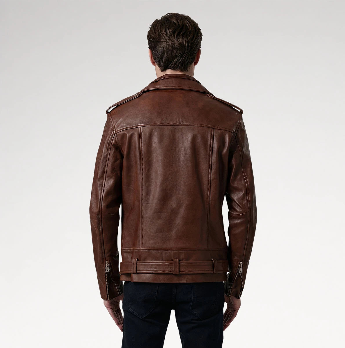 Antico Waxed Brown Double Rider Leather Jacket Secondary image