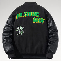Audace Black Leather Sleeve Varsity Jacket