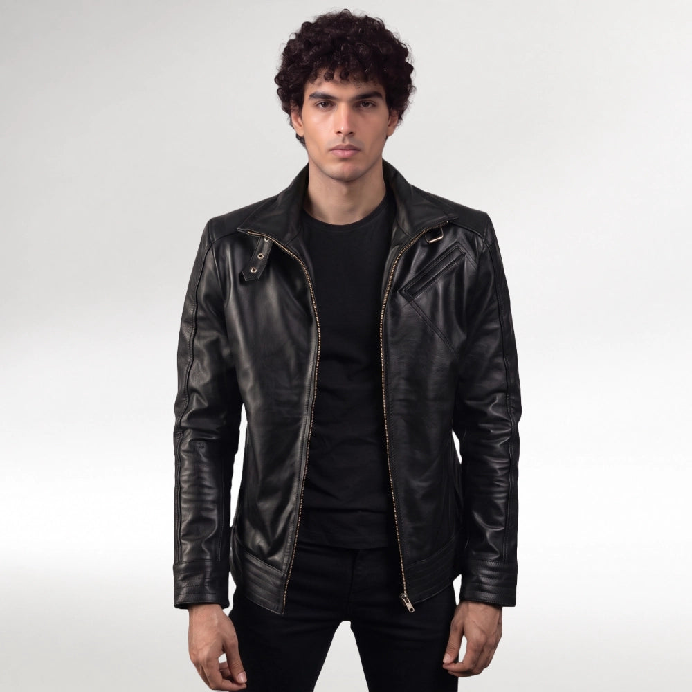 Centauro Black Biker Leather Jacket Main image