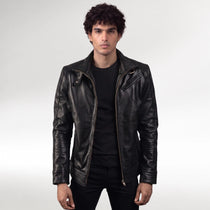 Centauro Black Biker Leather Jacket