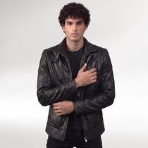 Centauro Black Biker Leather Jacket