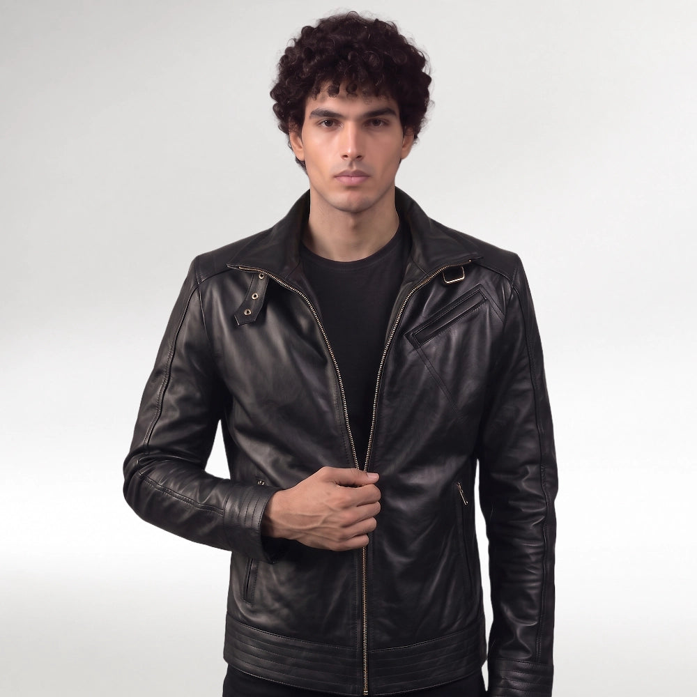 Centauro Black Biker Leather Jacket