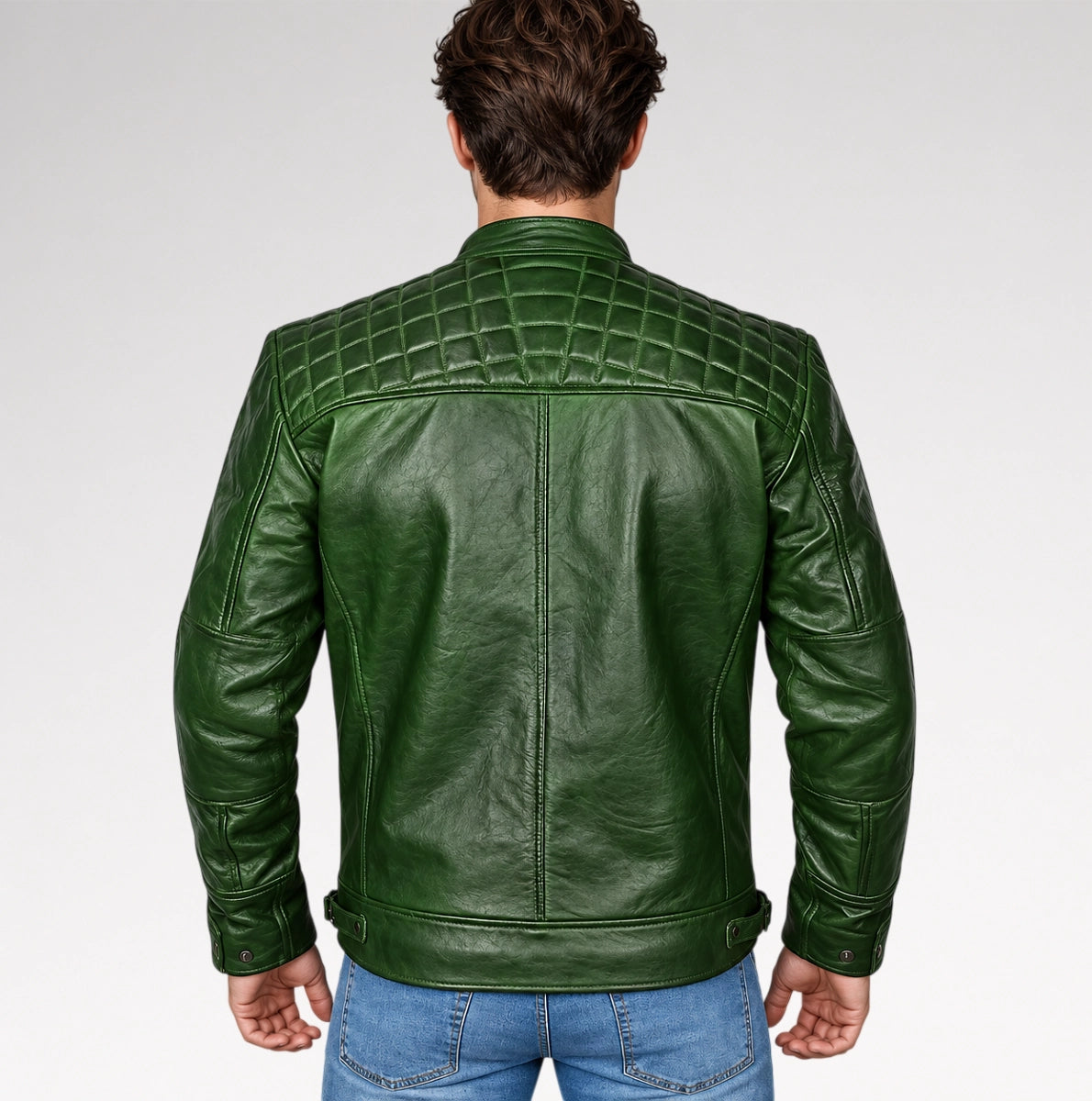 Tumulto Distressed Green Leather Biker Jacket Secondary image