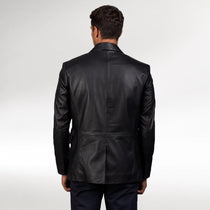 Classico Vintage Black Leather Blazer