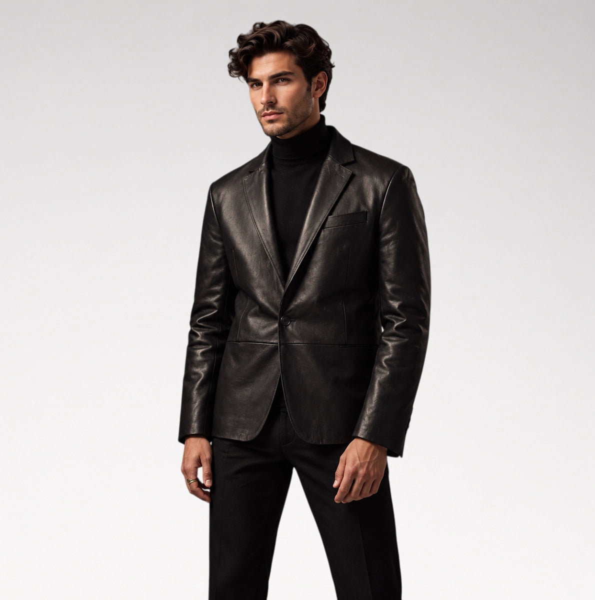 Uomo Sartoriale Black Lambskin Blazer