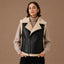 Women Biker Shearling Leather Vest