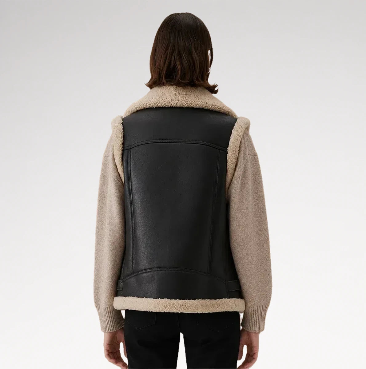 Motozza Biker Faux Shearling Leather Vest Secondary image