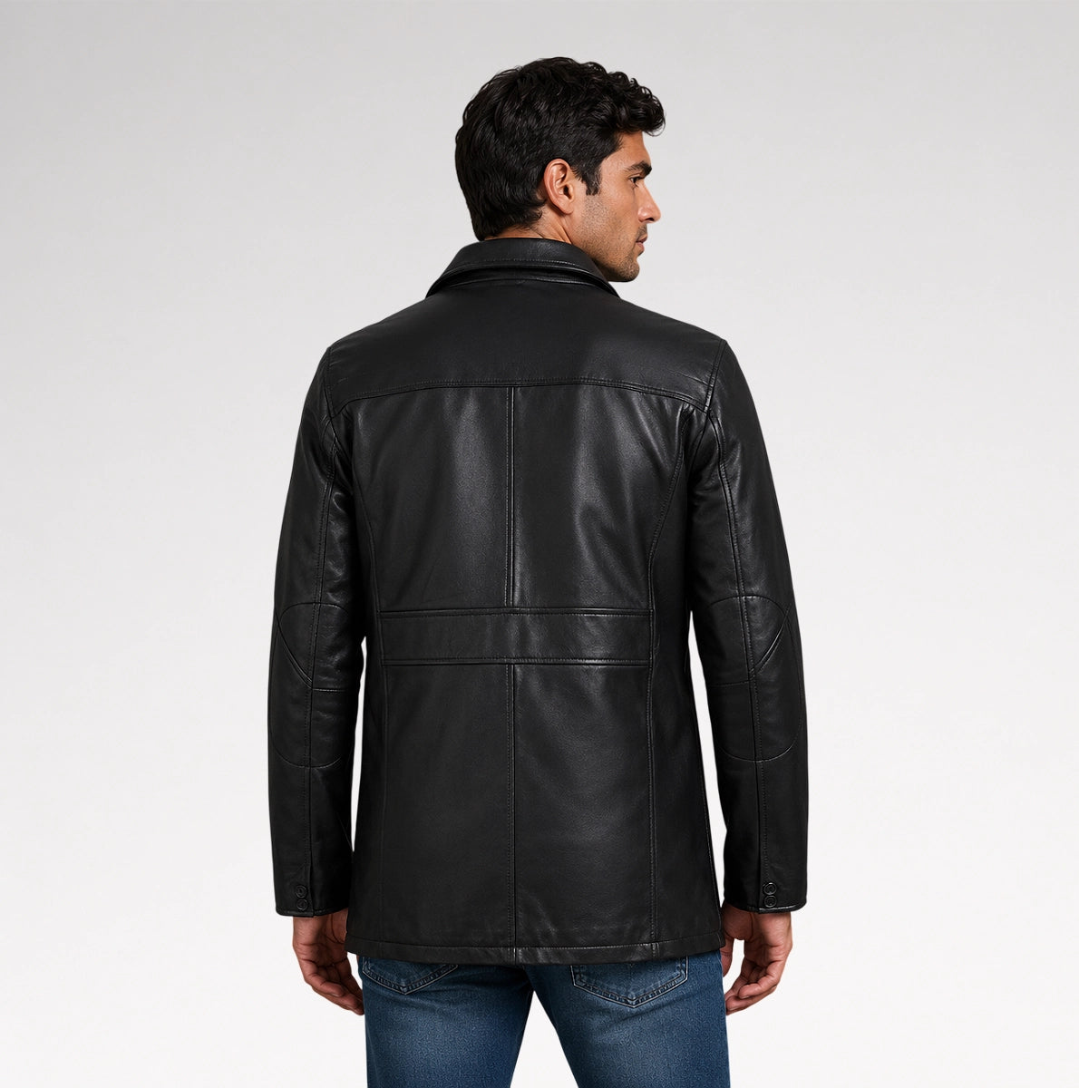 Tradizione Black 3/4 Length Leather Coat Secondary image