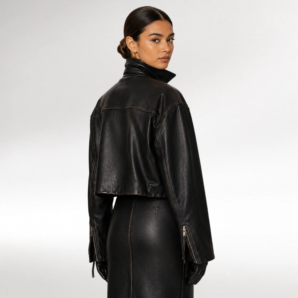 Ribelle Dark Brown Oversized Biker Leather Jacket