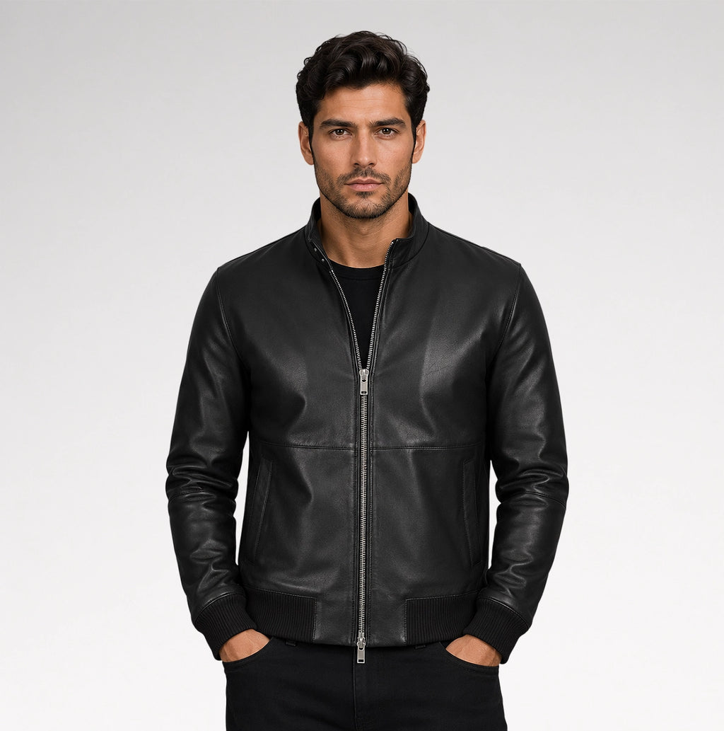 Volo Black Bomber Leather Jacket