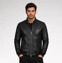 Volo Black Bomber Leather Jacket