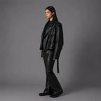 Unisex Black Oversized Biker Leather Jacket
