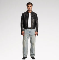 Signore Black Biker Fringes Leather Jacket
