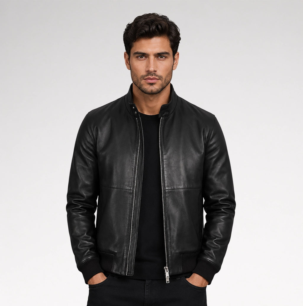 Volo Black Bomber Leather Jacket