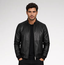 Volo Black Bomber Leather Jacket