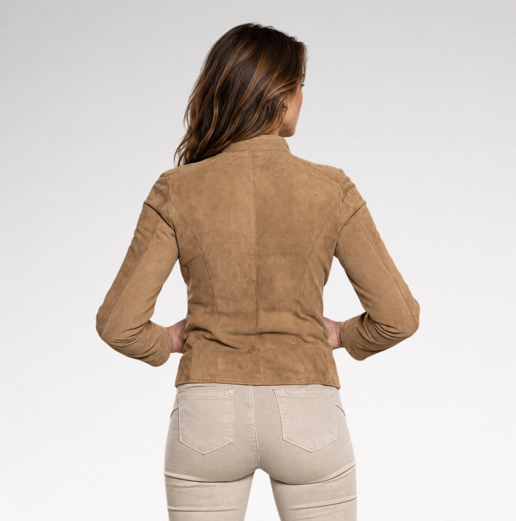 Pregiata Brown Slim Fit Suede Leather Jacket