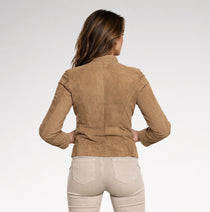 Pregiata Brown Slim Fit Suede Leather Jacket
