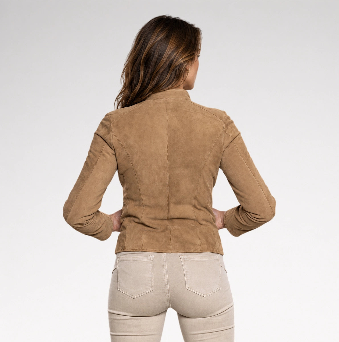 Pregiata Brown Slim Fit Suede Leather Jacket