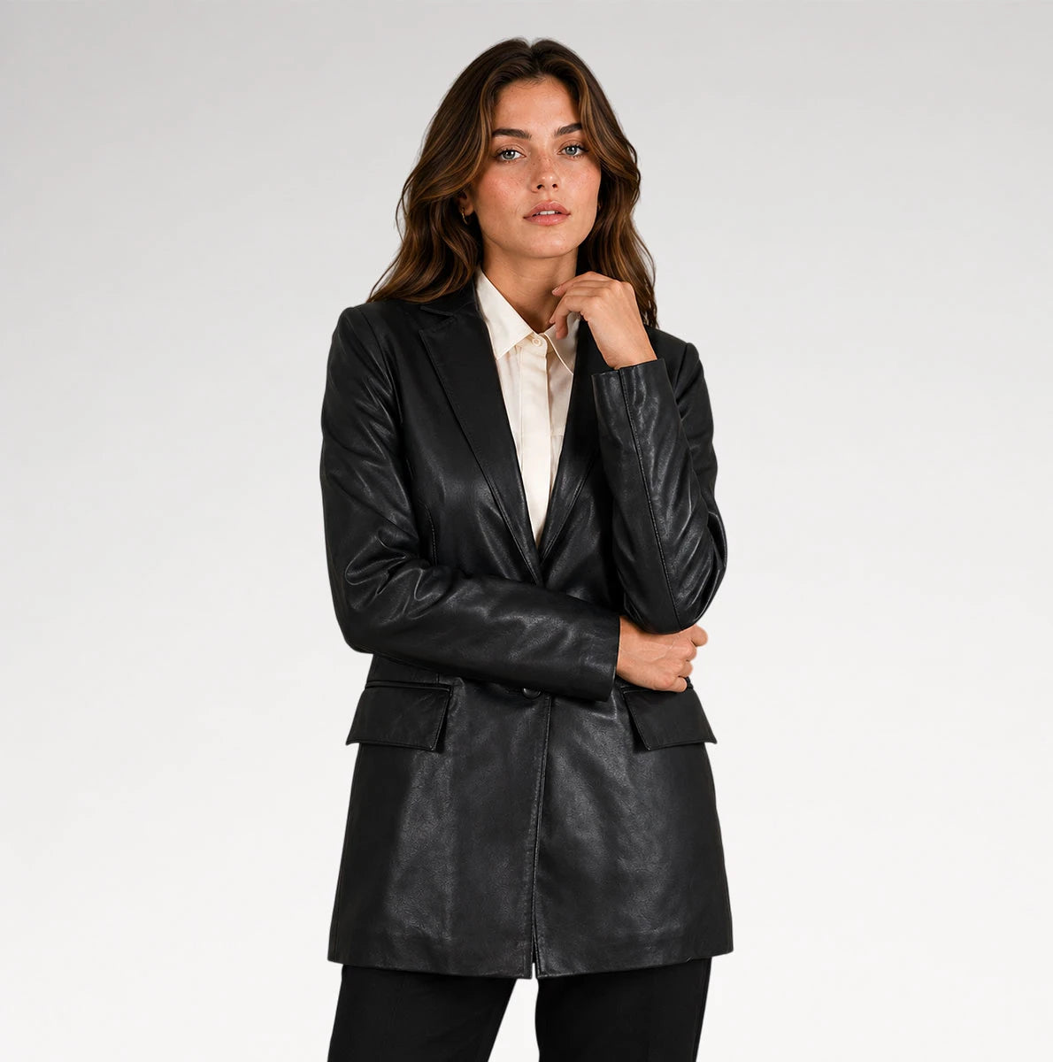 Cenere Onyx Sheepskin Leather Blazer Secondary image