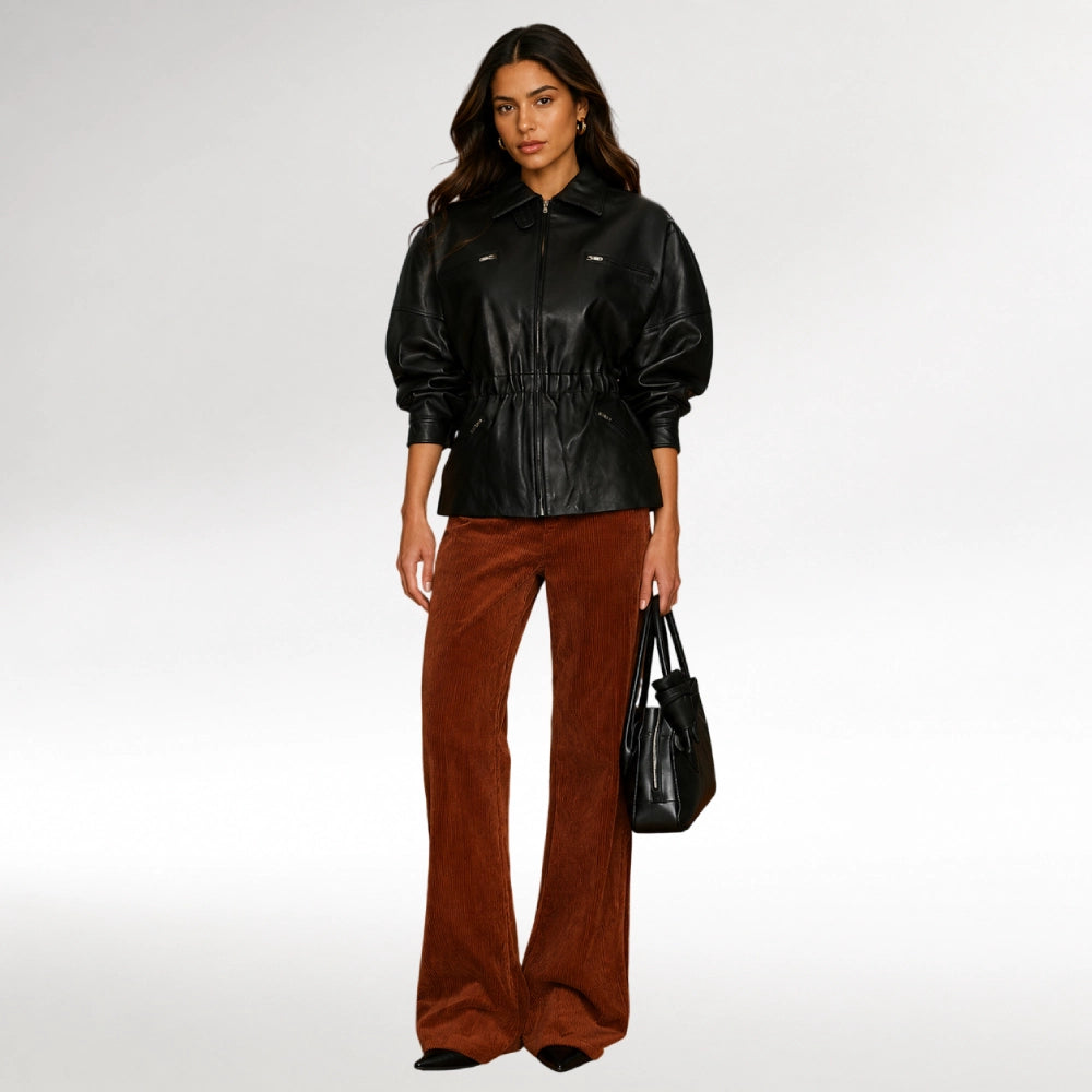 Sprezzatura Cinched Black Leather Jacket