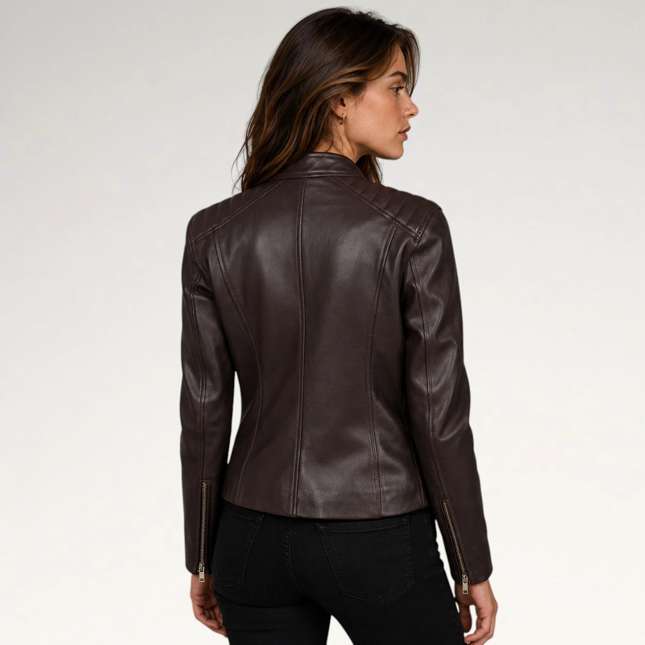 Corona Maroon Cafe Racer Leather Jacket Secondary image
