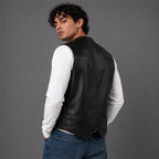 Men Vintage Dark Brown Leather Vest