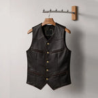 Men Vintage Dark Brown Leather Vest