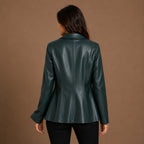 Women Cropped Sheepskin Leather Blazer