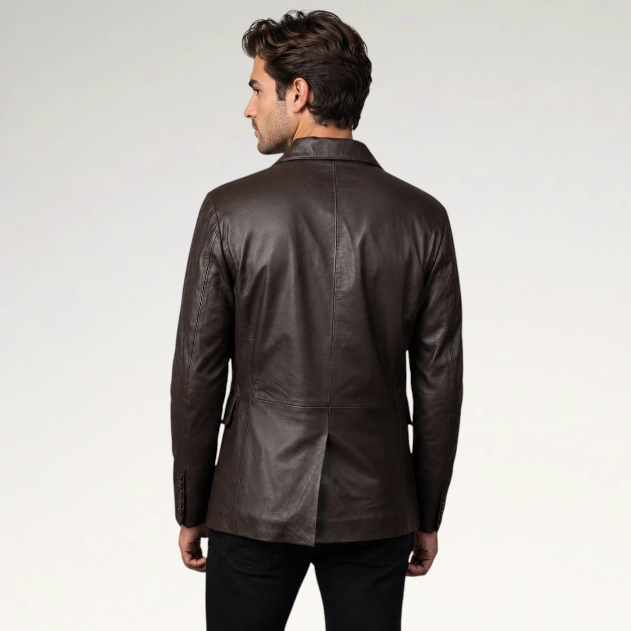 Disegno Brown Leather Blazer Secondary image