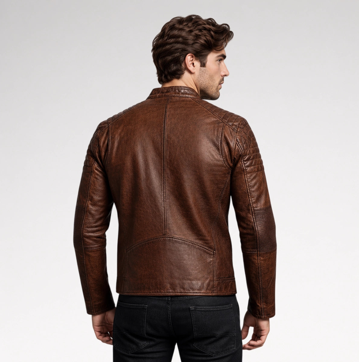 Viandante Vintage Distressed Brown Cafe Racer Leather Jacket Secondary image