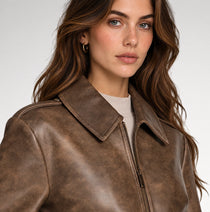 Finitura Distressed Brown Sheepskin Leather Jacket